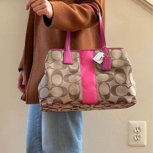 BRAND NEW: COACH Signature Stripe Framed Carryall
